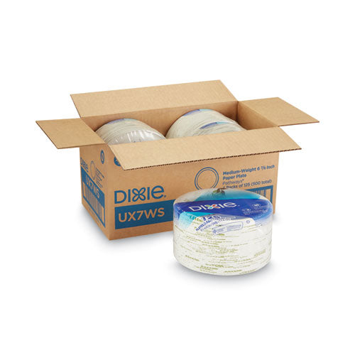 Dixie Pathways Soak-proof Shield Mediumweight Paper Plates Wisesize 6.88" Dia Green/burgundy 500/Case