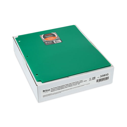 C-Line Two-pocket Heavyweight Poly Portfolio Folder 3-hole Punch 11x8.5 Green 25/box