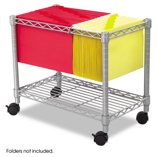 Wire Mobile File, Metal, 1 Shelf, 2 Bins, 14" X 24" X 20.5", Black