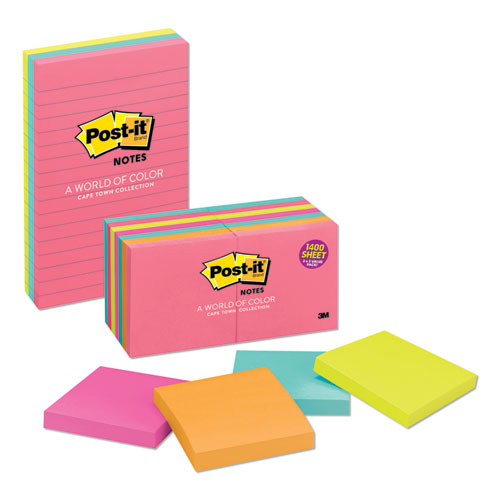 Original Pads In Poptimistic Collection Colors, Note Ruled, 3" X 3", 100 Sheets/pad, 6 Pads/pack