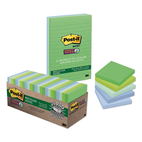 Recycled Notes In Oasis Collection Colors, Note Ruled, 4" X 6", 90 Sheets/pad, 3 Pads/pack