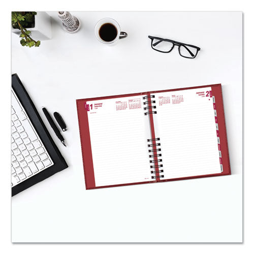 Coilpro Ruled Daily Planner, 8.25 X 5.75, Red Cover, 12-month (jan To Dec): 2023