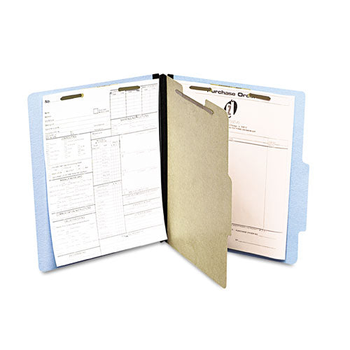 Colorlife Presstex Classification Folders, 3" Expansion, 2 Dividers, 6 Fasteners, Letter Size, Dark Blue Exterior, 10/box
