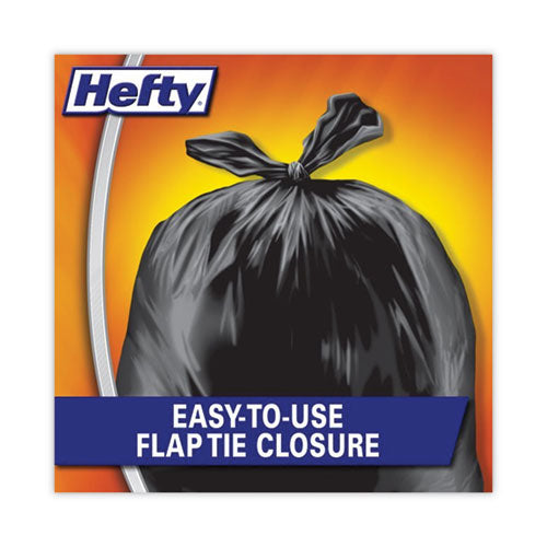 Hefty Easy Flaps Trash Bags 30 Gal 0.85 Mil 30"x33" Black 40 Bags/box 6 Boxes/Case