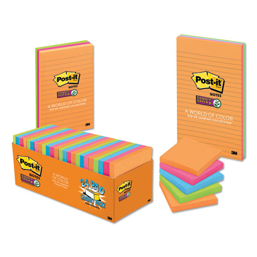 Pads In Energy Boost Collection Colors, Cabinet Pack, 3" X 3", 70 Sheets/pad, 24 Pads/pack