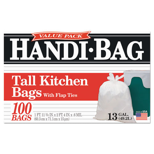 Handi-Bag Super Value Pack 13 Gal 0.6 Mil 23.75"x28" White 100/box