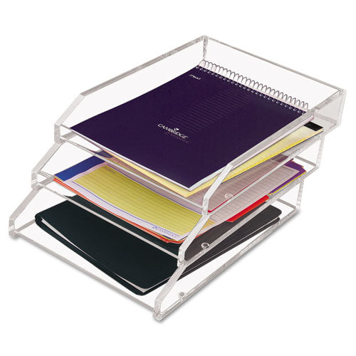 Clear Acrylic Letter Tray, 1 Section, Letter Size Files, 10.5" X 13.75" X 2.5", Clear