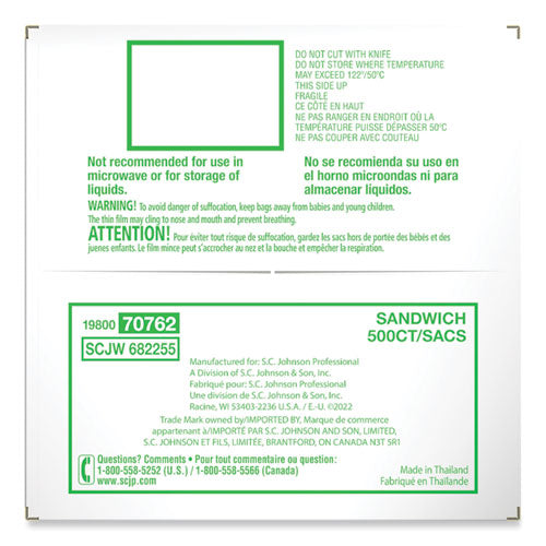 Resealable Sandwich Bags, 1.2 Mil, 6.5" X 6", Clear, 500/box