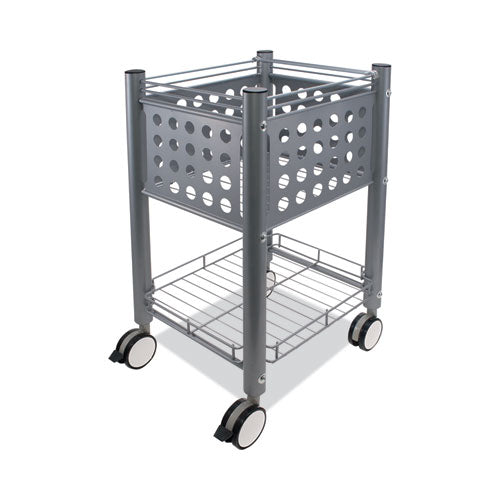 Sidekick File Cart, Metal, 1 Shelf, 1 Bin, 13.75" X 15.5" X 26.25", Matte Gray