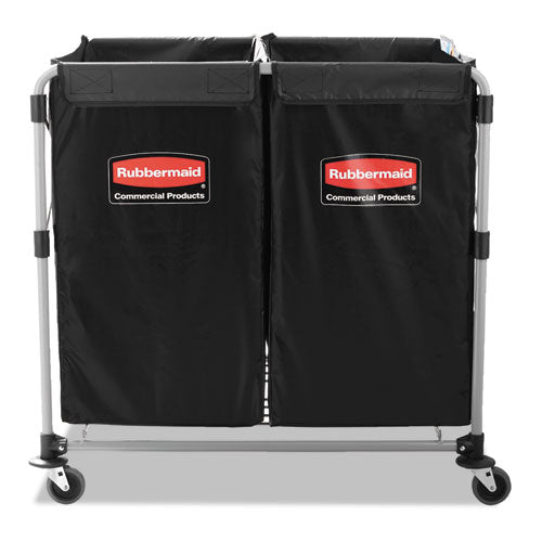One-compartment Collapsible X-cart, Synthetic Fabric, 9.96 Cu Ft Bin, 24.1" X 35.7" X 34", Black/silver