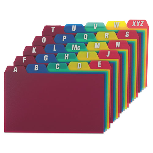 Durable Poly A-z Card Guides, 1/5-cut Top Tab, A To Z, 5 X 8, Assorted Colors, 25/set