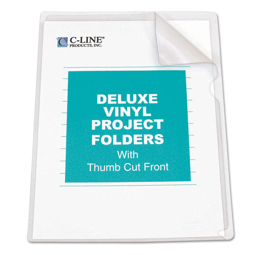Deluxe Vinyl Project Folders, Letter Size, Clear, 50/box