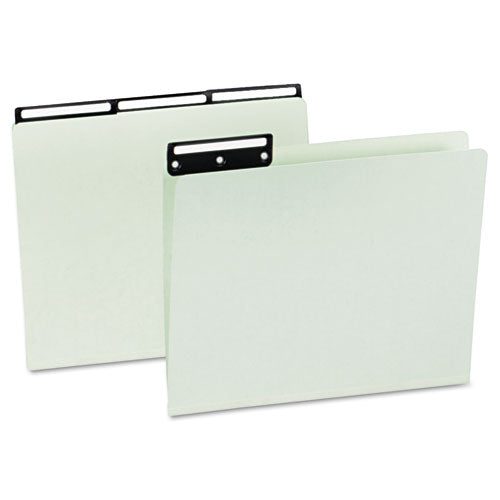 Recycled Heavy Pressboard File Folders With Insertable 1/3-cut Metal Tabs, Letter Size, 1" Expansion, Gray-green, 25/box