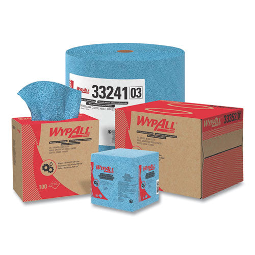 Power Clean Oil, Grease And Ink Cloths, 1/4 Fold, 12.5 X 12, Blue, 66/box, 8 Boxes/carton