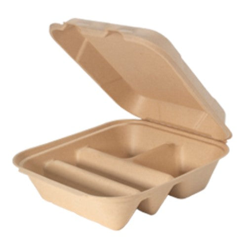 9.6" X 8.7" X 3.3" Large Hinged Paper Container 4/50/Case