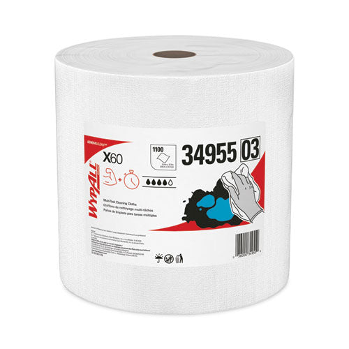 General Clean X60 Cloths, Jumbo Roll, 12.2 X 12.4, White, 1,100/roll