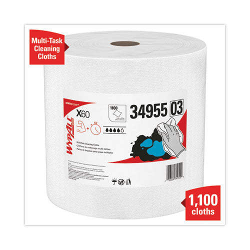 General Clean X60 Cloths, Jumbo Roll, 12.2 X 12.4, White, 1,100/roll