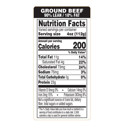 Ground Beef 90 Percent Lean And 10 Percent Fat Black Label - 1.5" X 3" 2400/Roll