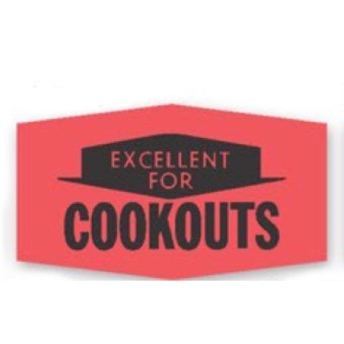 Excellent For Cookouts Glo Red Label - 1.37" X 0.78" 1000/Roll