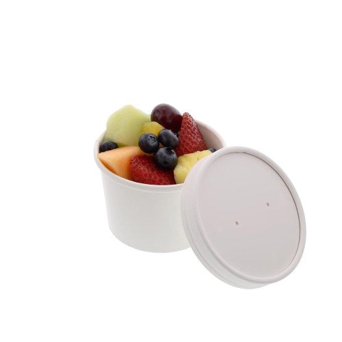 8 Oz White Paper Food Container And Lid Combo 250/Case