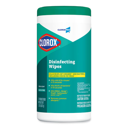 Clorox Disinfecting Wipes 1-ply Fresh Scent 7x8 White 75/canister 6 Canisters/Case