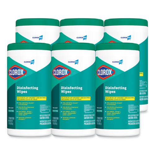 Clorox Disinfecting Wipes 1-ply Fresh Scent 7x8 White 75/canister 6 Canisters/Case