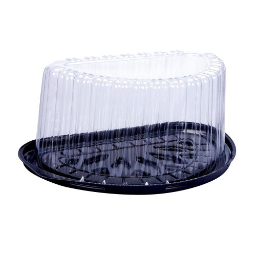 8" Half Cake Containers Black Base And Clear Lid - 9.31" X 5.38" X 4.53" 100/Case