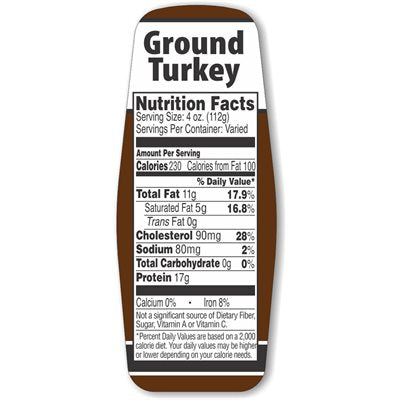 Label - Ground Turkey W/nut Fact Brown/Black 1.5x3.62 In. 500/RL