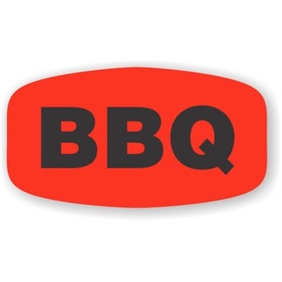 Label - BBQ Black On Red Short Oval 1000/Roll