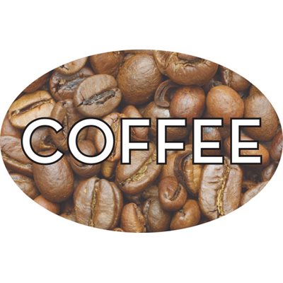 Label - Coffee 4 Color Process 1.25x2 In. Oval 500/rl