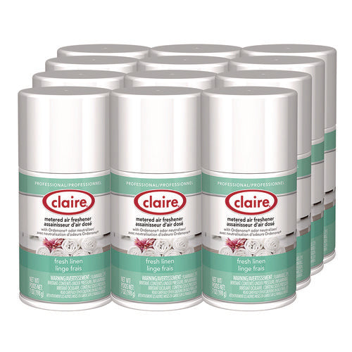 Claire Metered Air Freshener Fresh Linen 11 Oz Aerosol Spray 12/Case
