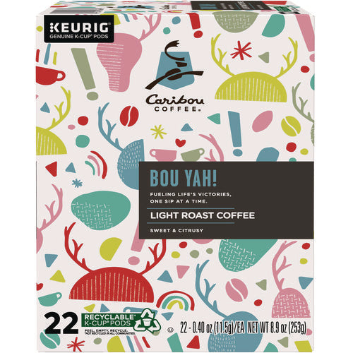 Caribou Coffee 5000368779 BOU YAH Light Roast K-Cup Pods (22/Box)