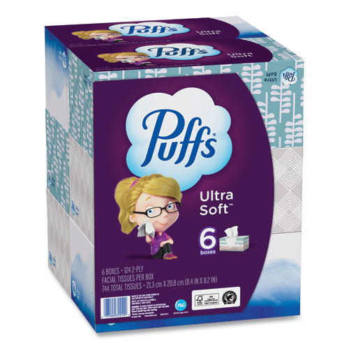 Puffs Ultra Soft Facial Tissue 2-ply White 124 Sheets/box 6 Boxes/pack 4 Packs/Case