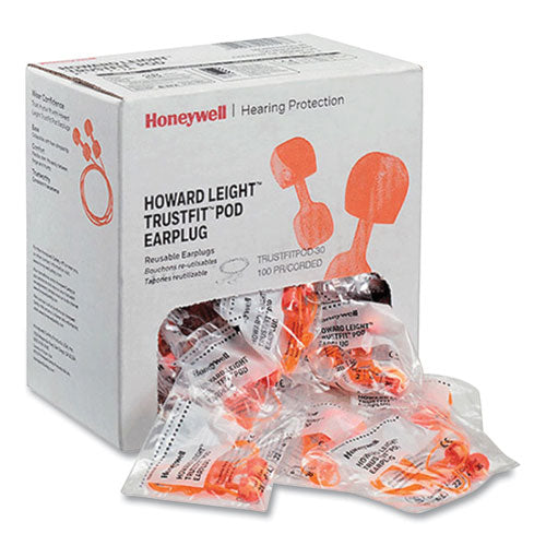 Howard Leight By Honeywell Trustfit Pod Corded Reusable Foam Earplugs One Size Fits Most 28 Db Nrr Orange 1000/Case