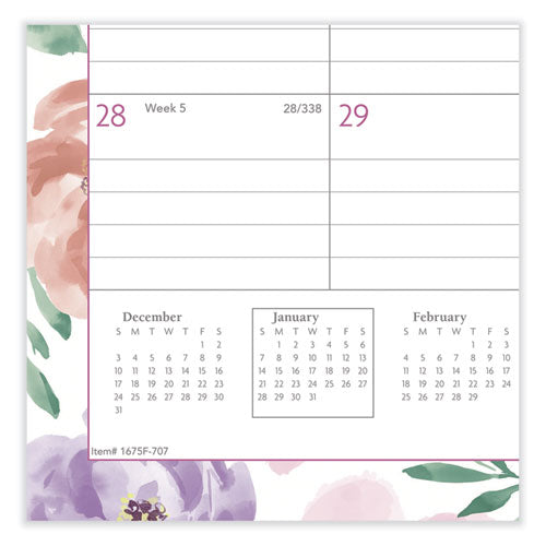 AT-A-GLANCE Badge Floral Wall Calendar Floral Artwork 15x12 White/multicolor Sheets 12-month (jan To Dec): 2024