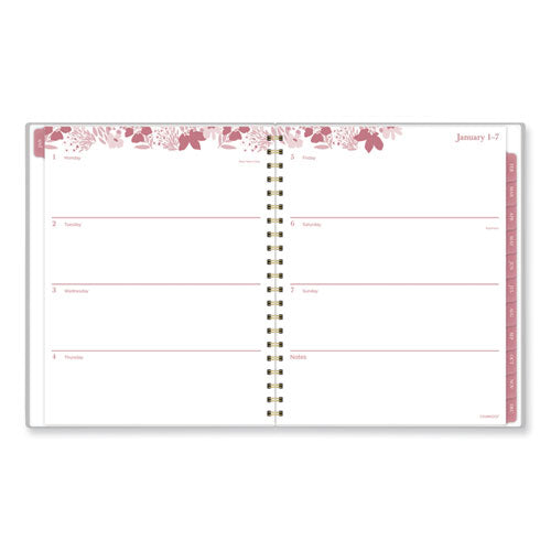 AT-A-GLANCE Thicket Weekly/monthly Planner Floral Artwork 11x9.25 Gray/rose/peach Cover 12-month (jan To Dec): 2024
