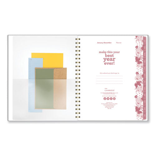AT-A-GLANCE Thicket Weekly/monthly Planner Floral Artwork 11x9.25 Gray/rose/peach Cover 12-month (jan To Dec): 2024