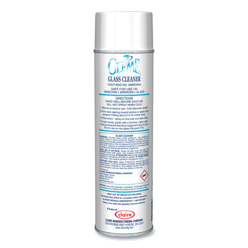 Claire Gleme Glass Cleaner Fresh Scent 19 Oz Aerosol Spray Dozen