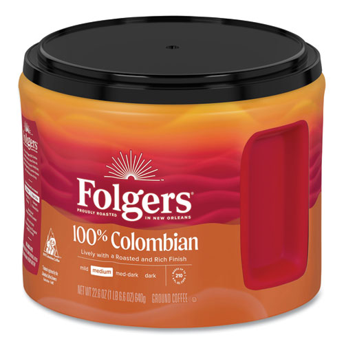 Folgers 100% Columbian Coffee 22.6 Oz Canister 6/Case