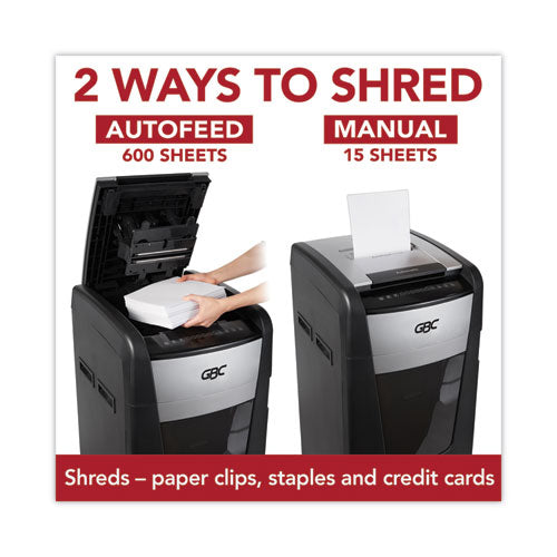 GBC Autofeed+ 600x Super Cross-cut Office Shredder 600 Auto/15 Manual Sheet Capacity
