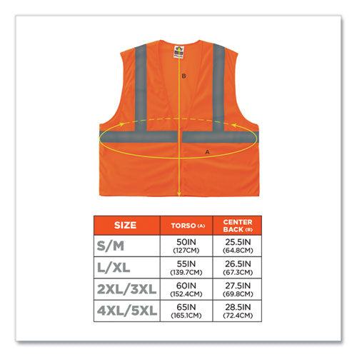 Ergodyne Glowear 8205z Class 2 Super Economy Mesh Vest Polyester Orange 2x-large/3x-large