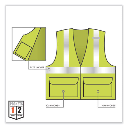 Ergodyne Glowear 8220z Class 2 Standard Mesh Zipper Vest Polyester 4x-large/5x-large Lime