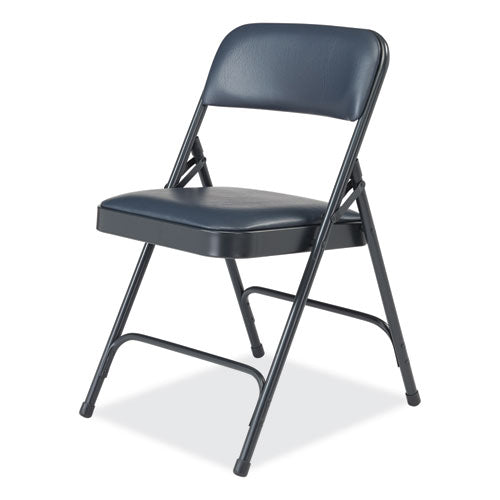 NPS 1200 Series Vinyl Dual-hinge Folding Chair Supports 500 Lb 17.75" Seat Ht Dark Midnight Blue 4/ct Ships In 1-3 Bus Days