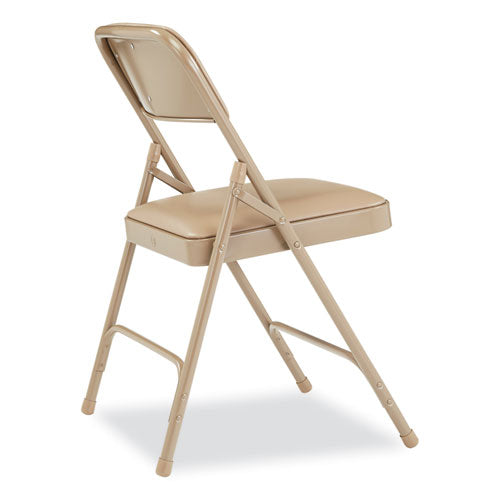 NPS 1200 Series Premium Vinyl Dual-hinge Folding Chair Supports 500 Lb 17.75" Seat Ht French Beige 4/ctships In 1-3 Bus Days