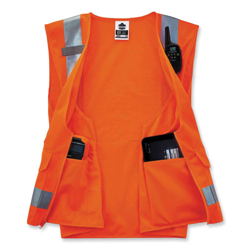 Ergodyne Glowear 8250z Class 2 Surveyors Zipper Vest Polyester Small/medium Orange