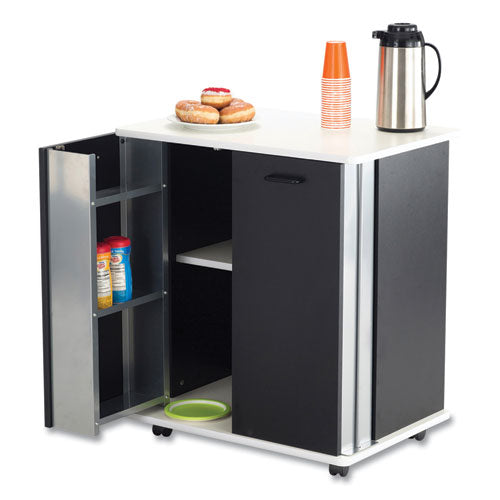 Safco Refreshment Stand Engineered Wood 9 Shelves 29.5"x22.75"x33.25" Black/white