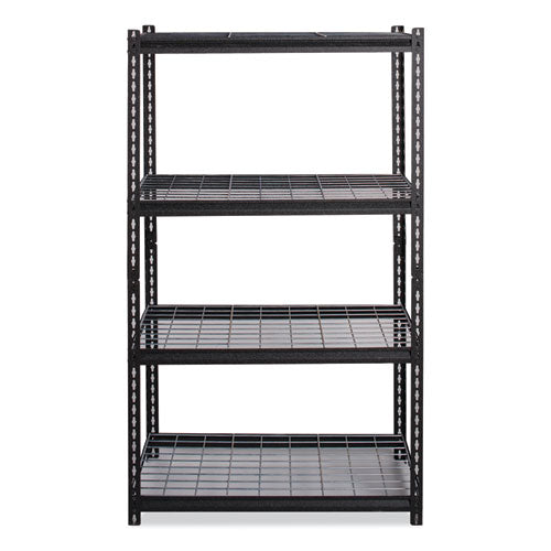 Hirsh Industries Iron Horse 2300 Wire Deck Shelving Four-shelf 36wx18dx60h Black