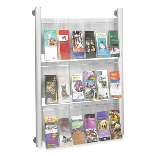 Safco Luxe Magazine Rack 9 Compartments 31.75wx5dx41h Clear/silver