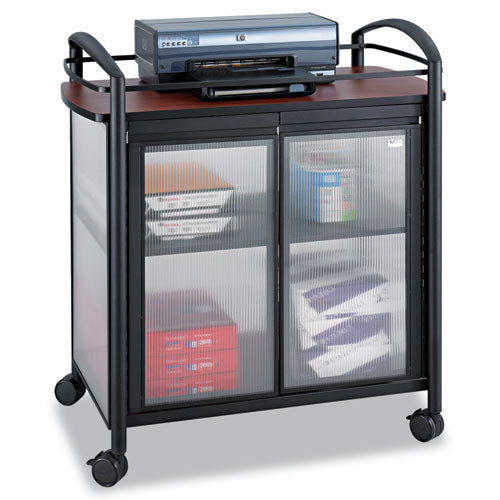 Safco Impromptu Refreshment Cart/machine Stand Engineered Wood 3 Shelf 34x21.25x36.5 Cherry/black