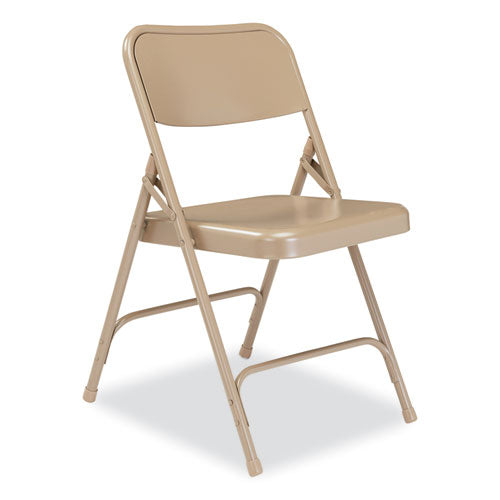 NPS 200 Series Premium All-steel Double Hinge Folding Chair Supports 500 Lb 17.25" Seat Ht Beige 4/ct Ships In 1-3 Bus Days